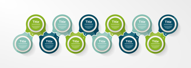 Wall Mural - Vector circle infographic. Template for diagram, graph, presentation and chart. Business concept with 12 options, parts, steps or processes. Abstract background.