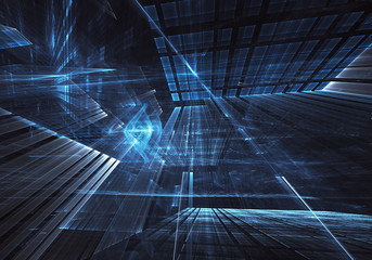 Abstract 3D fractal background, texture. Virtual Neon City