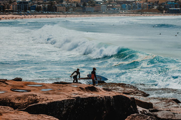 Surfers at the Bondi Beach