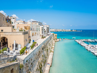 Wall Mural - Otranto, Apulia, Italy - Jul 09, 2018: The old town of Otranto in Italy, province of Lecce (Apulia, Italy), in a fertile region once famous for its breed of horses.