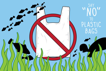 vector sign, say no to plastic bags.