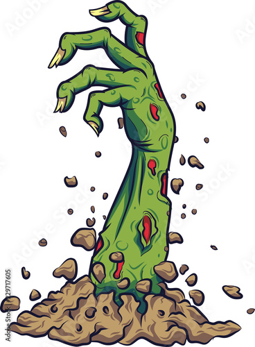 Fotomural Cartoon zombie hand out of the ground