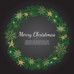 Christmas wreath isolated on white background. Vector illustration.