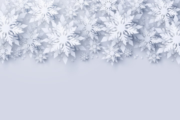 Wall Mural - vector merry christmas and happy new year greeting card design with frame made of 3d white realistic