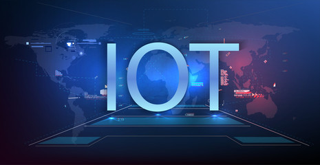 Fototapete - Internet of things (IOT), devices and connectivity concepts on a network, cloud at center. digital circuit board above the planet Earth.