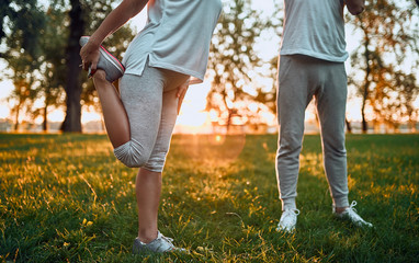 Wall Mural - Senior couple doing sport outdoors