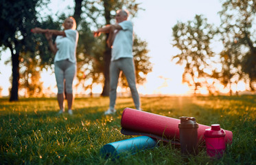 Senior couple doing sport outdoors