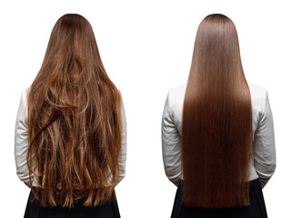 Sick, cut and healthy hair care keratin.