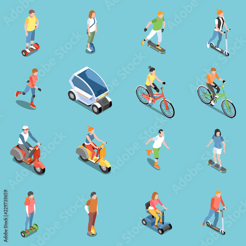 Fotomural Personal Eco Transportation Icons Set