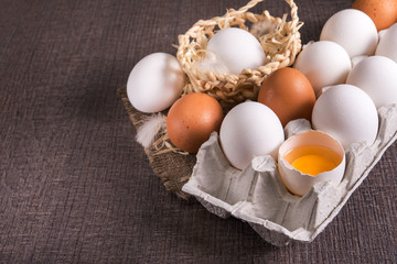 raw egg in a tray