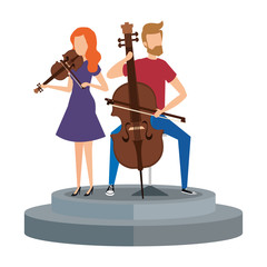 Wall Mural - musical duet on circular stage