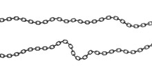 3d Rendering Of Two Strips Of Metal Chains Lying Curled On A White Background.