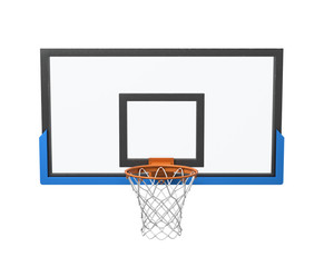 Wall Mural - 3d rendering of a basketball hoop with an empty basket and black and white backboard.