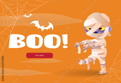 Fotografia, Obraz Boo, lets party lettering with spooky mummy