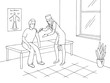 © aluna1 - Nurse vaccinating a boy in doctor office graphic black white interior sketch illustration vector