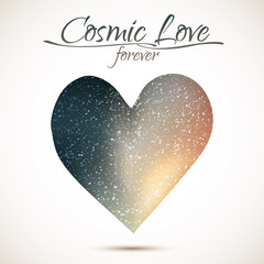Wall Mural - cosmic love concept, heart with night sky and stars. love card illustration