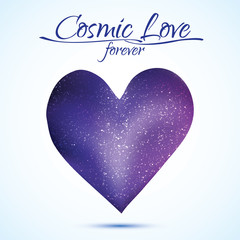 Wall Mural - cosmic love concept, heart with night sky and stars. love card illustration