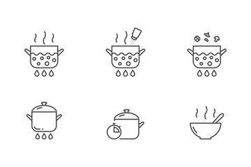 Soup cooking vector icons