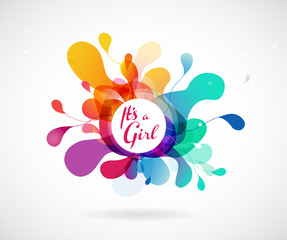 Wall Mural - abstract newborn baby girl vector illustration greeting card.