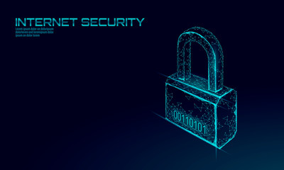 Wall Mural - cyber safety padlock. internet security lock information privacy low poly polygonal future innovatio