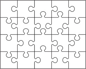 vector illustration of white puzzle, separate pieces