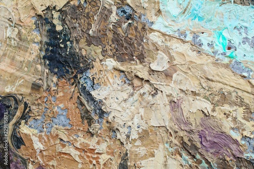 Close Up Of Painting Texture With Brush Strokes And Palette Knife
