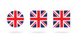 Set of three form The Union Jack. Vector icons. National flag of the United Kingdom