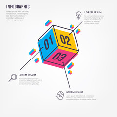 minimal 3d infographics. thin line minimal infographic design template. vector element for infograph