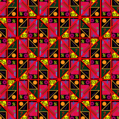 colorful cool vivid modern geometric pattern with math symbols and shapes for schools' themes in textiles, fabric, background, backdrops and other surface design projects. pattern swatch at eps. 