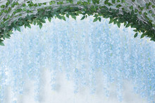 Arch With Blue Flowers. Hanging Flowers. Blue Flowers. Room Decoration