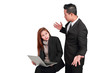 female subordinate receive complain from boss or customer isolated background