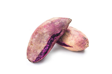 Canvas Print - Baked purple sweet potato on white bottom,