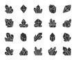 Crystal black silhouette icons vector set