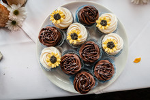 Vanilla And Chocolate Cupcakes From A Wedding
