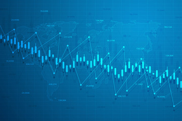 Stock market graph or forex trading chart for business and financial concepts, reports and investment on blue background . Vector illustration