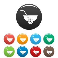 Canvas Print - Small wheelbarrow icons set 9 color vector isolated on white for any design