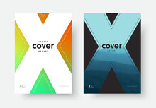 Vector Black And White Annual Report Cover Design With The Silhouette Of The Letter X,