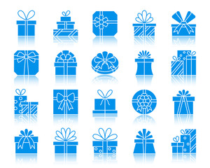 Wall Mural - gift color silhouette icons vector set