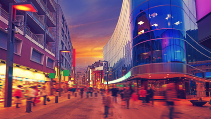 Andorra la Vella commercial area sunset