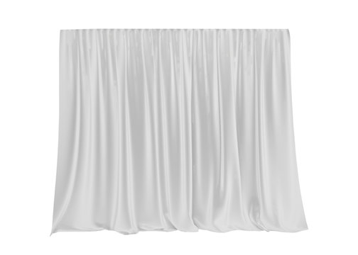 White silk curtain isolated on white background. 3d render.