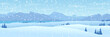 mountains and hills winter landscape flat design panorama