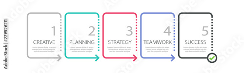 Thin line infographic template with 5 steps Poster Mural XXL
