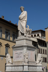 Wall Mural - Statue of Italian poet Dante Alighieri outside Santa Croce church in Florence, Italy