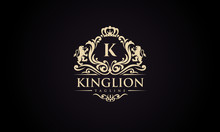 Luxury Lion Crest Logo - Royal Lion Vector Template