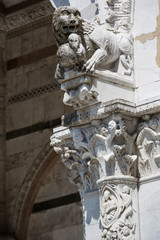 Wall Mural - Lion sculpture and details from the beautiful duomo di San Martino in Lucca, Tuscany