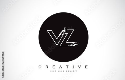 Vz Modern Leter Logo Design With Black And White Monogram Creative Letter Logo Brush Monogram Buy This Stock Vector And Explore Similar Vectors At Adobe Stock Adobe Stock