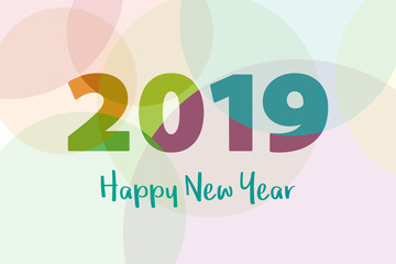 Sticker - 2019 colorful card Happy New Year