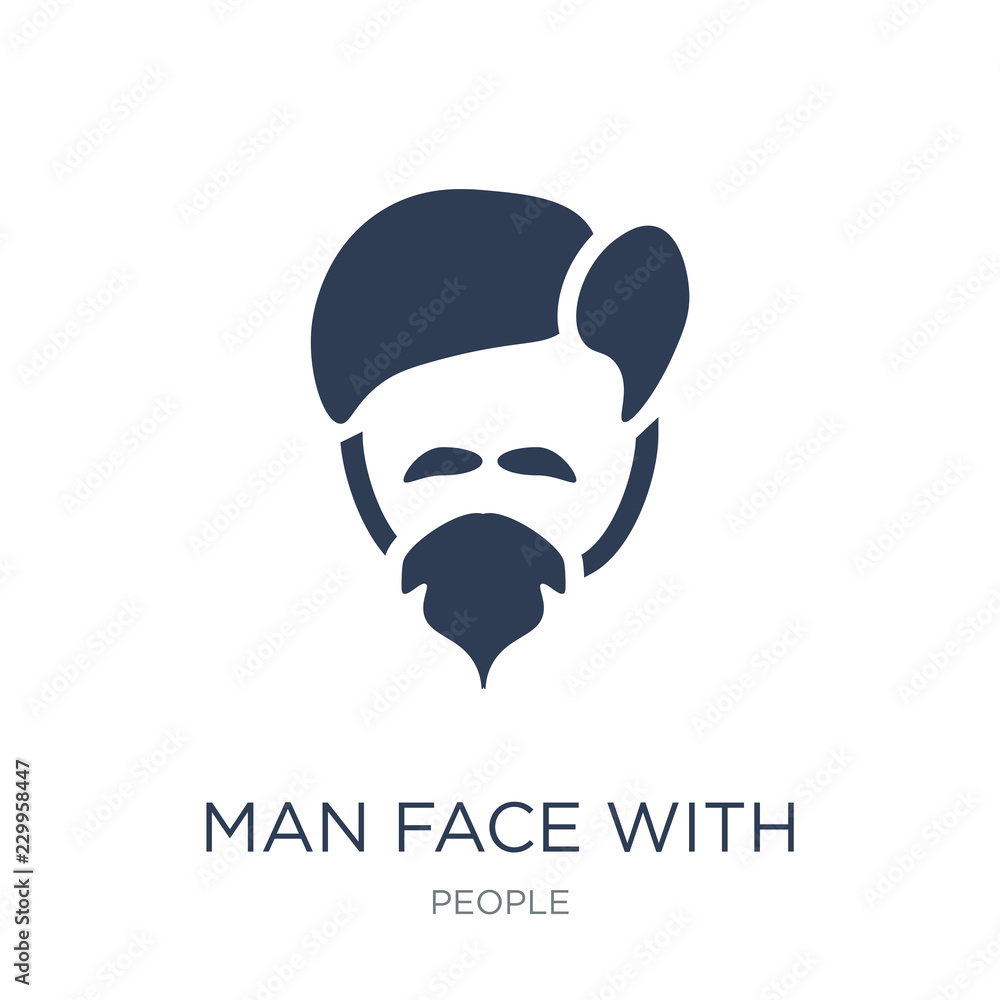 Man face with goatee icon. Trendy flat vector Man face with goatee icon ...