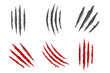 © alestraza - Monster animal claws bleeding scratches torn material blood set isolated design vector illustration