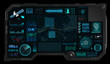 © SergeyBitos - Command Center Screen in HUD style. Topographic Map, Contour. Futuristic Interface Elements and Earth Landscape Scanning. Concept of a Conditional Geography Scheme in HUD Style. Vector Elements Set